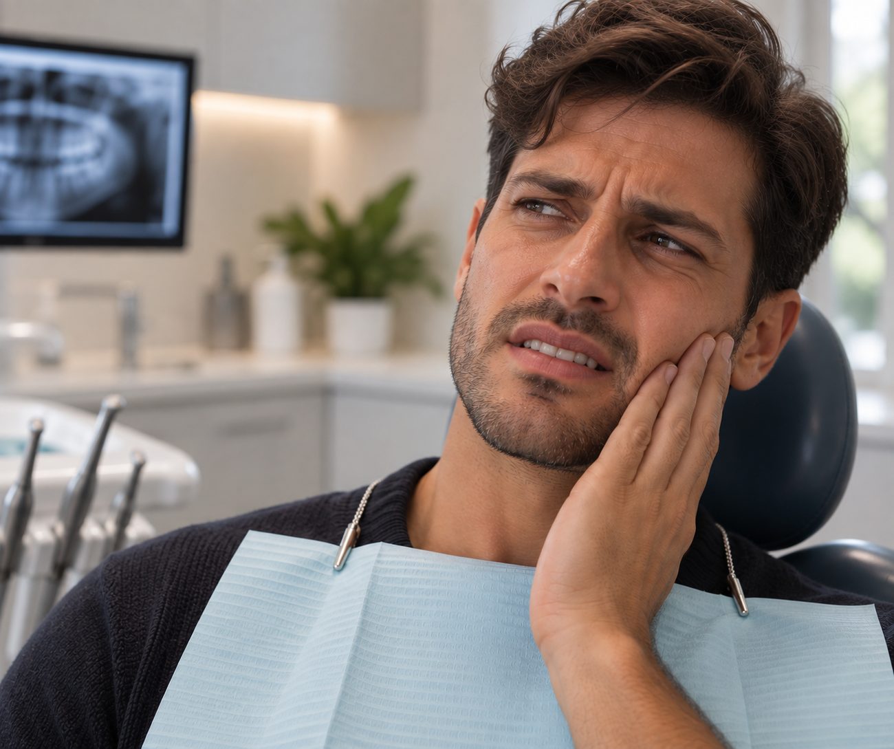 A patient waiting to be seen for toothache